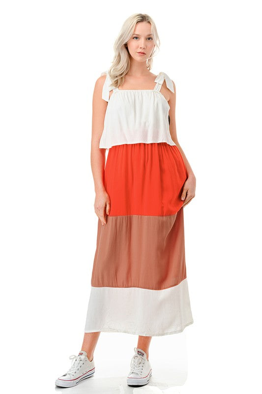 1178(2S/2M/2L)-COLOR BLOCK MIDI DRESS