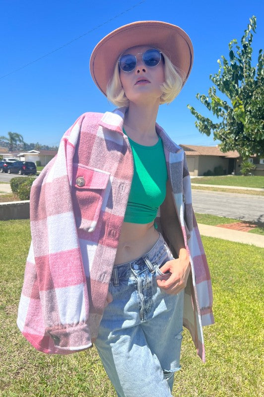 1001(2S/2M/2L)-PLAID SHACKET WITH POCKETS