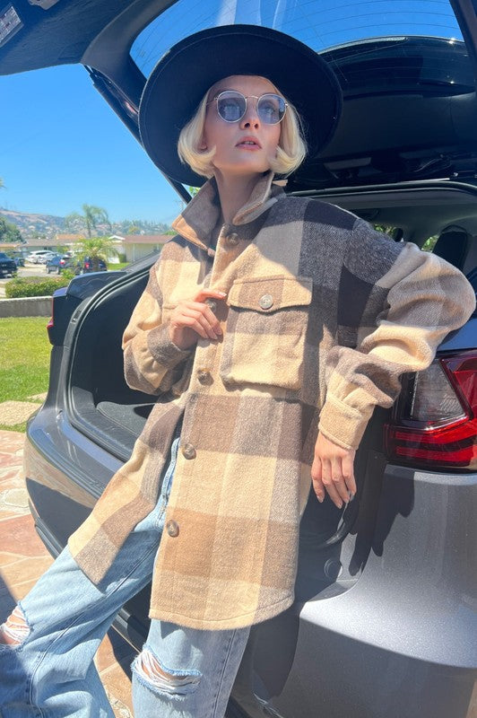 1001(2S/2M/2L)-PLAID SHACKET WITH POCKETS