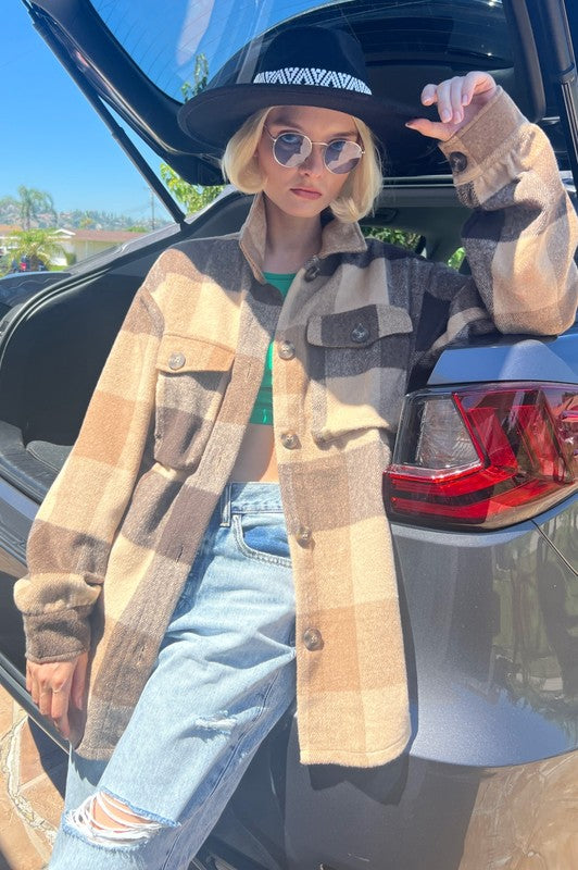 1001(2S/2M/2L)-PLAID SHACKET WITH POCKETS
