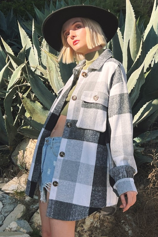 1001(2S/2M/2L)-PLAID SHACKET WITH POCKETS